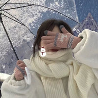 Japanese Style Solid Color Scarf for Autumn/Winter, Soft Warm Fashionable Double-Sided Knit Neck Warmer for Students