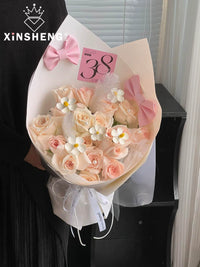 XinSheng Creative Bubble Cotton Bowknot Flower Bouquet DIY Material