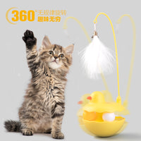 Interactive Tumbler Cat Toy with Feather Wand and Laser Pointer for Indoor Cats