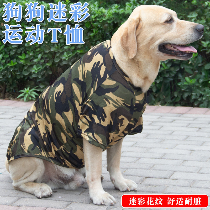 Camouflage Pet T-Shirt for Medium to Large Dogs, Short Sleeve Anti-Shedding Casual Wear