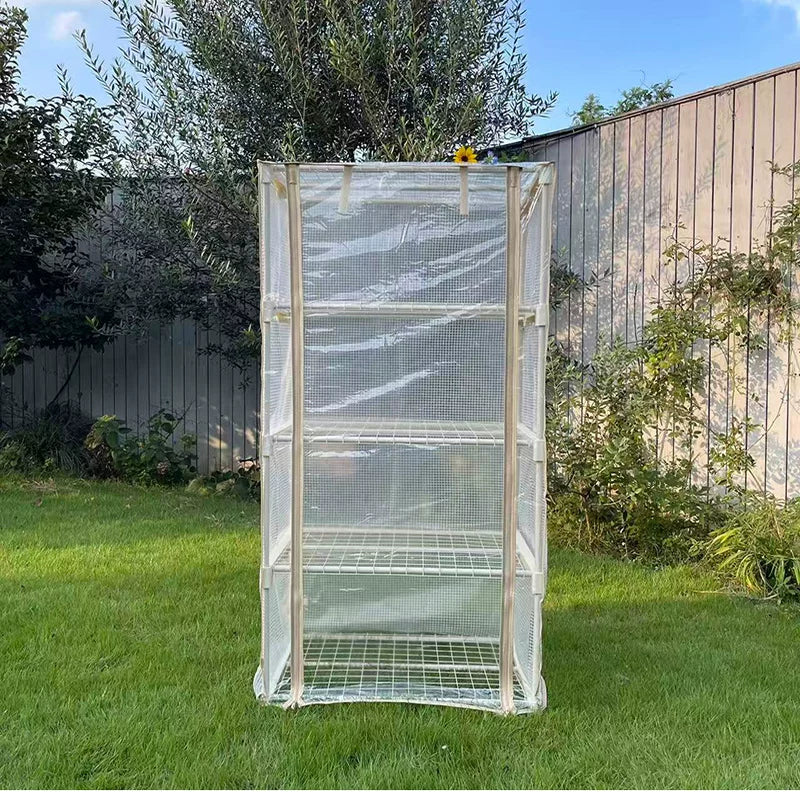 Mini Greenhouse with Multi-Tier Plant Stand for Seedling Propagation, Balcony & Patio