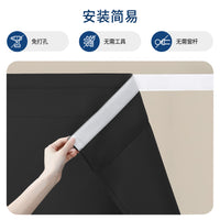 Blackout Curtain Panel with Hook and Loop Fastener, No Drilling Required, Solid Color Window Drape for Bedroom