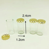 Miniature Dollhouse Scene Clay Craft Bottle Ornament with Glass Copper Lid