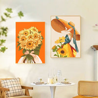 Chinese Style Sunflower Girl Cross Stitch Kit for DIY Embroidery