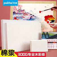 Yuanhao Professional 8K/300g Wood Pulp Watercolor Paper for Art Painting, Thickened Rough/Fine Grain