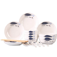 18-Piece Dinnerware Set with Bowls, Plates, and Chopsticks for Home or Dorm