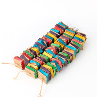 Parrot Chewing Toy with Colorful Wood Blocks and Cardboard for Birds