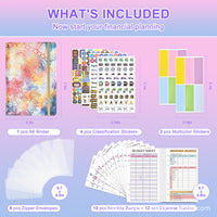 A6 Budget Planner Notebook with 12 Zipper Envelopes for Cash and Bills