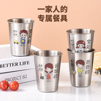 304 Stainless Steel Cartoon Family Toothbrushing Cups for Home