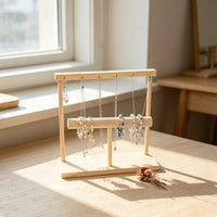 Solid Wood Jewelry Organizer Stand for Necklaces, Bracelets, and Accessories