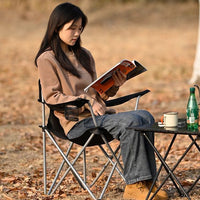 Portable Folding Camping Moon Chair with Backrest, Thickened Fishing Chair for Outdoor Travel
