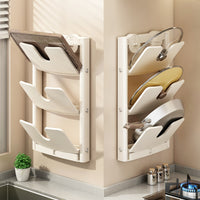 Suction Cup Wall-Mounted Pot Lid Holder & Chopping Board Rack, Foldable Kitchen Organizer