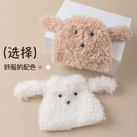 Cute Cartoon Dog Plush Thermal Slipper Socks for Women, Thickened Fleece Lined Winter Home Knee High Foot Covers