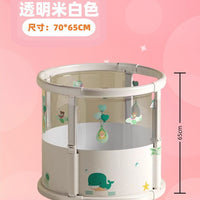 Foldable Baby Bathtub with Thermometer and Play Accessories, Portable Infant Swimming Pool
