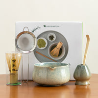 Matcha Tea Ceremony Set with Ceramic Bowl and Bamboo Whisk