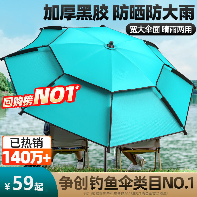 Portable Outdoor Sunshade Umbrella for Camping, Fishing, and Stalls - Double-Layer UV Protection