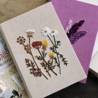 Hand-Embroidered Daisy Fabric Hardcover Journal A5/A6
