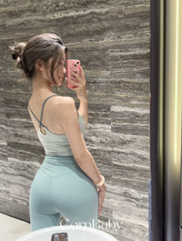 Cornbaby Light Oxygen Beauty Ice Cream Color Sports Camisole with Chest Pad, High Elasticity Tight Innerwear Yoga Wear