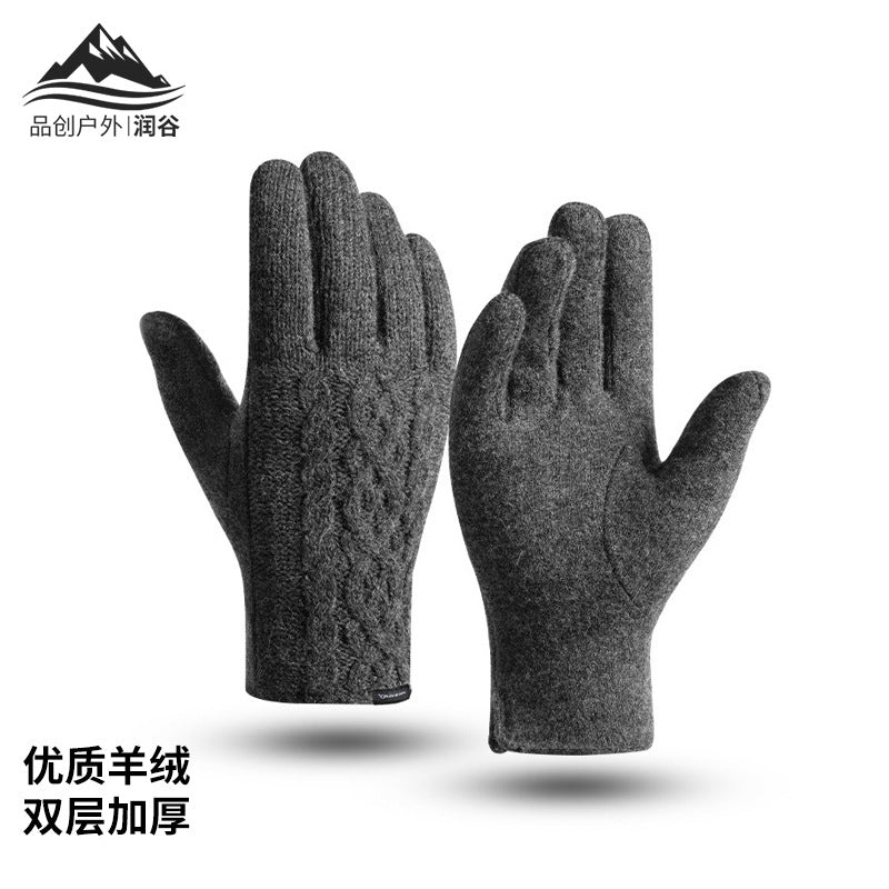 Winter Cashmere Lined Touchscreen Gloves for Men and Women, Windproof Thermal Knitted Full Finger Gloves