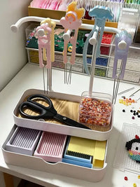 Perler Bead Storage Box with Multi-layer Display Stand and Organizer for Craft Tools