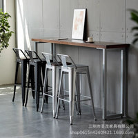 Industrial Style Loft Bar Table Solid Wood Iron Narrow High Table for Pub Cafe