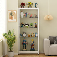 Display Cabinet with Tempered Glass Shelves for Trophies, Collectibles, and Models