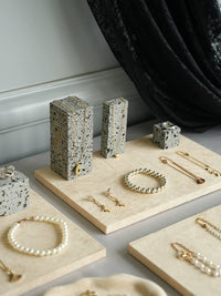 Jewelry Display Tray Velvet Fabric Stone Props for Retail Store and Photography