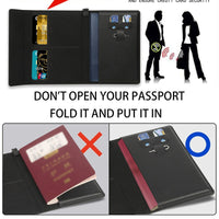 RFID Blocking Travel Passport Holder with AirTag Case, Multi-functional Large Capacity Passport Wallet
