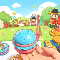 Miniature Fishing Burger Keychain Toy for Kids and Adults, Stress Relief Fidget Game, Parent-Child Interactive Gift