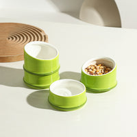 Bamboo Ceramic Bird Feeder Bowl for Small Pets, Anti-Tip Design