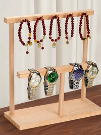 Creative Solid Wood Jewelry Organizer with Hooks for Necklaces, Keys, and Accessories