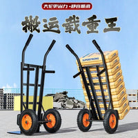 Heavy-Duty Two-Wheel Hand Truck with Large Silent Wheels for Cargo, Construction, and Farm Use