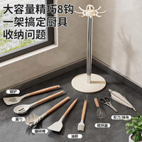 Kitchen Countertop Utensil Holder Rotating Hooks Pot Pan Spoon Spatula Rack Soup Ladle Kitchenware Storage Organizer