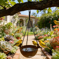 Cast Iron Hanging Bird Bath & Feeder for Outdoor Garden Decor