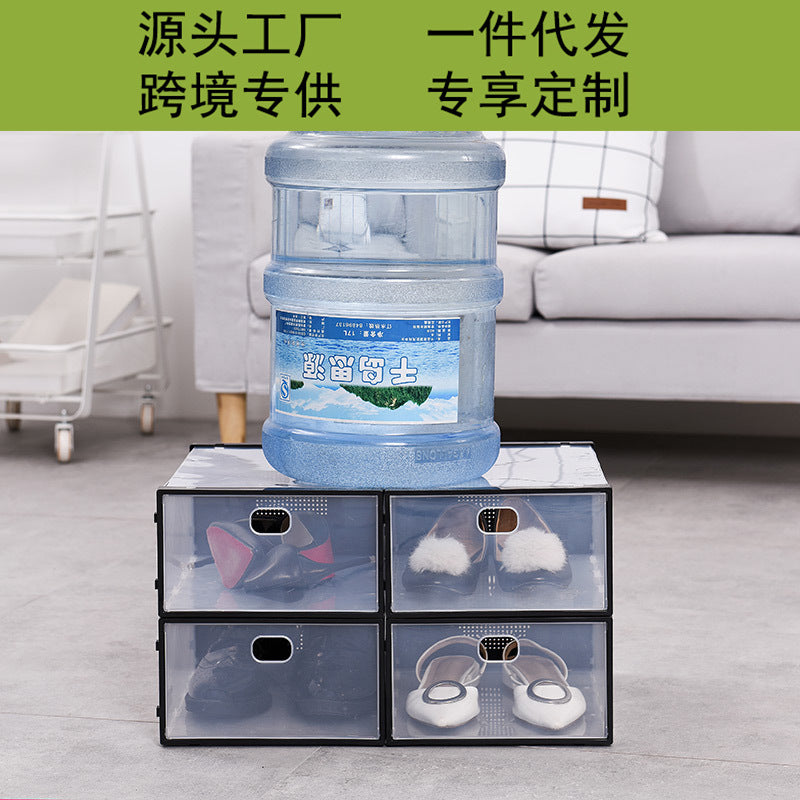 Stackable Plastic Shoe Storage Boxes with Lids and Ventilation Holes, Set of 4