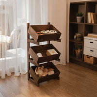 Solid Wood 2/3/4-Tier Storage Shelf for Living Room Bedroom