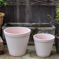 Korean Style Terracotta Planter with Wavy Rim for Outdoor Plants