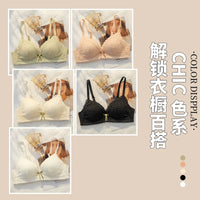 French Style Wireless Bra and Panty Set for Women, Thin, Minimizing, Push-Up, Sexy Lingerie