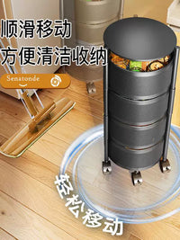 Multi-layer Rotating Kitchen Storage Rack with Wheels for Fruits and Vegetables