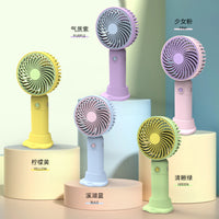 Portable USB Rechargeable Handheld Desk Fan with Phone Holder Base for Summer