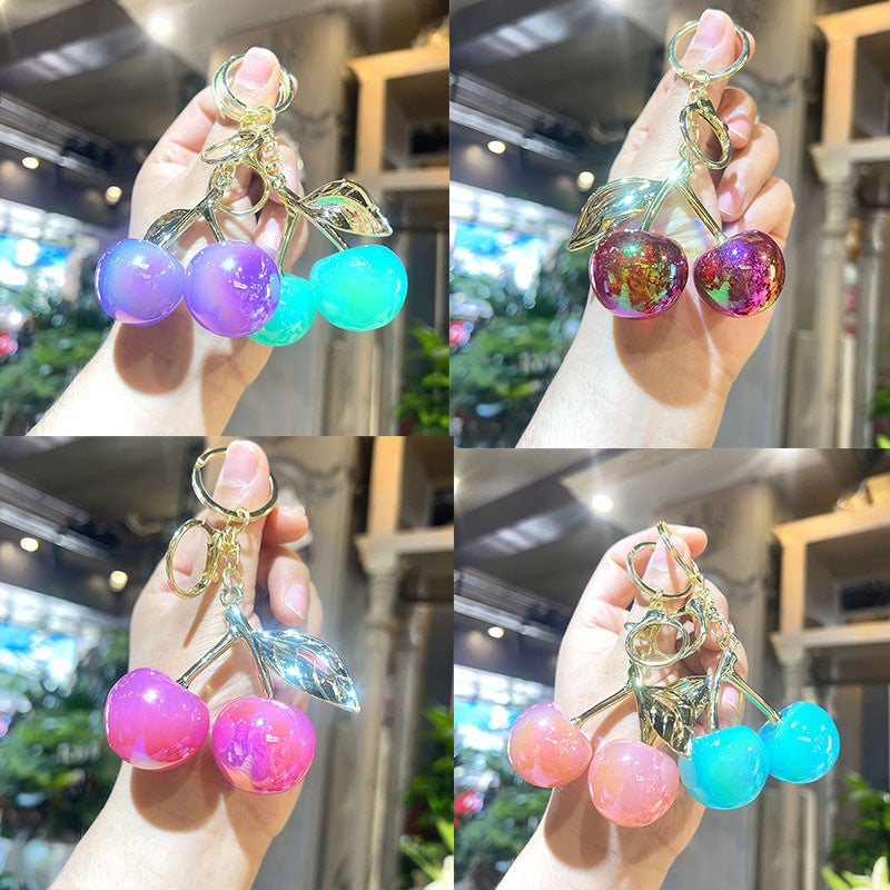 Luxury Alloy Cherry Leaf Keychain for Bags and Backpacks