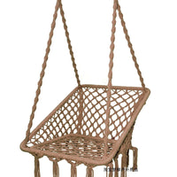 Square Macrame Hammock Chair Indoor Outdoor Patio Swing with Tassels