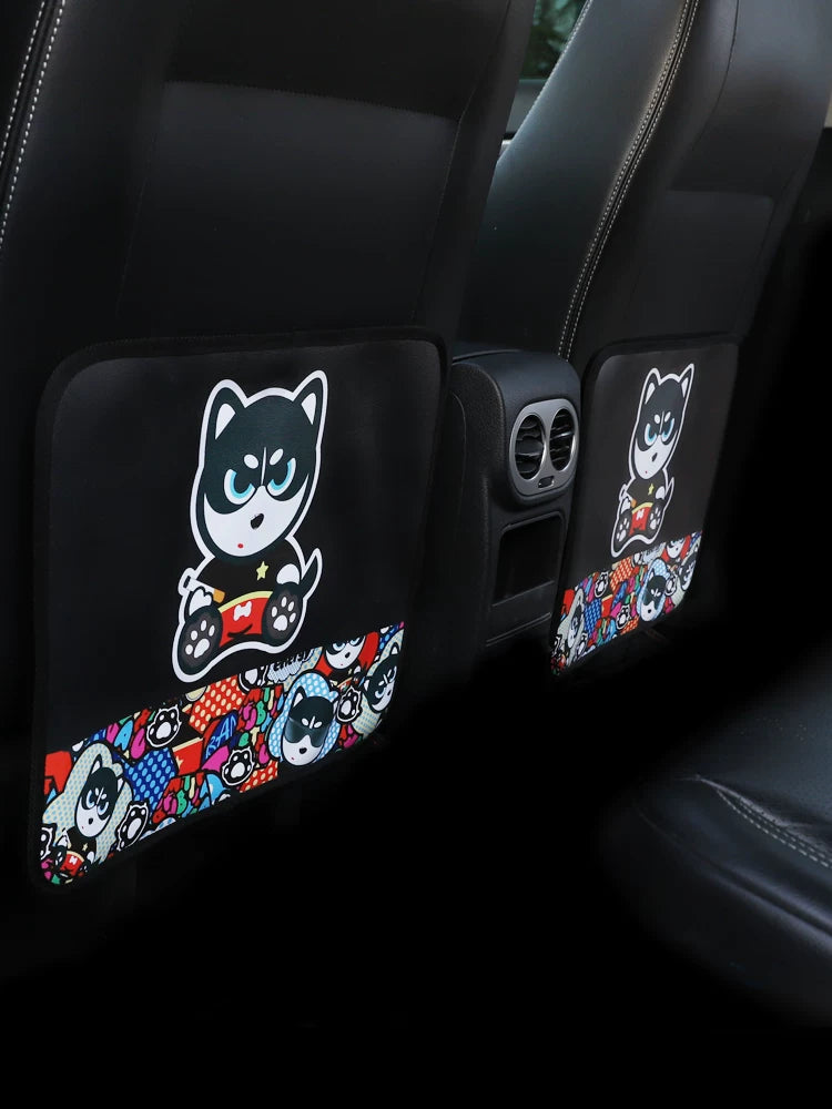 Car Seat Back Kick Mat Protector for Kids - Cartoon Design
