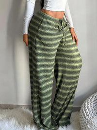 American Retro Striped Wide-Leg Pants for Women, Soft & Comfortable High-Waisted Straight Trousers
