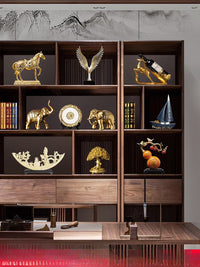 2024 New Chinese Style Office Decor Light Luxury Home Bookshelf Living Room Wine Cabinet Ornaments Crafts