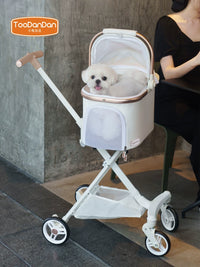 Toodandan Foldable Pet Stroller with Detachable Carrier for Small Dogs and Cats
