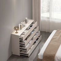 Ultra-Thin 30cm Bedroom Dresser with 8 Drawers, Cream Style, Narrow TV Cabinet Storage