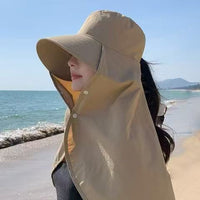 Women's Summer UV Protection Sun Hat with Neck Flap and Wide Brim for Outdoor Cycling