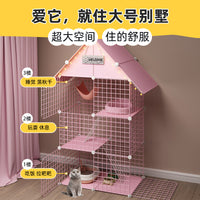 Large Indoor Cat Cage Villa with Litter Box Space