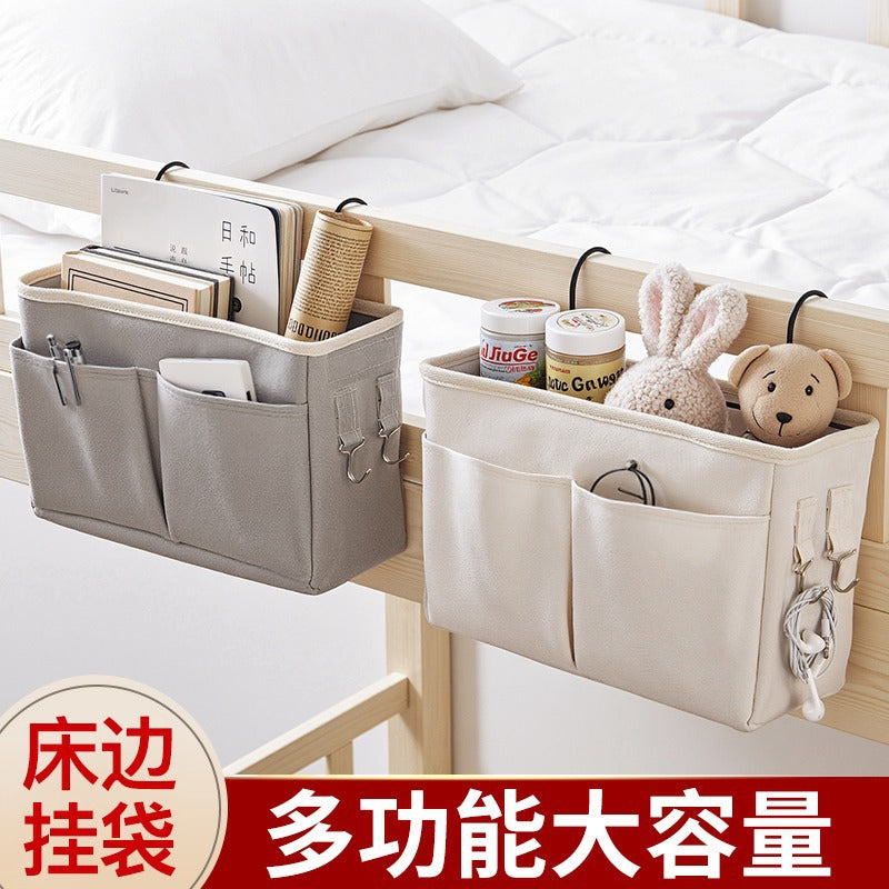 Bedside Storage Organizer for Dorm Room - Fabric Hanging Caddy for Phone, Books, and Essentials